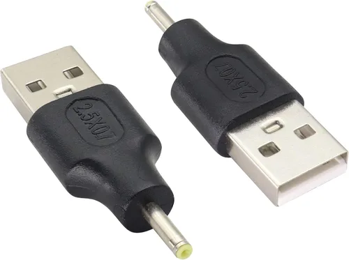 Vista 5 de Paquete de 2 adaptadores de corriente USB a CC de 2.5 × 0.028 in USB 2.0 A macho a CC 2.5 × 0.028 in macho Conector de barril de carga de corriente