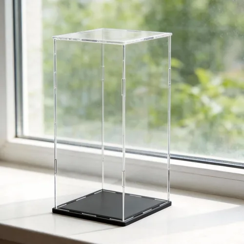 Vista 20 de SVENJBB vitrina acrílica, cajas de acrílico de cubo de 10 x 10 x 14 pulgadas para exhibición, vitrinas transparentes con base negra mate y tapa