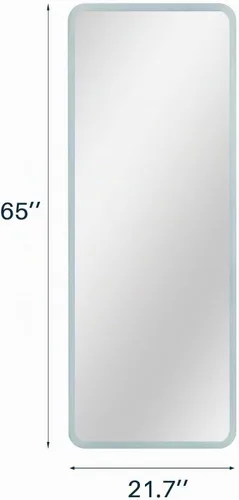 Vista 3 de H&A Espejo LED de longitud completa para pared, espejos de baño de alta calidad para tocador con luces y función antiniebla, control táctil vertical