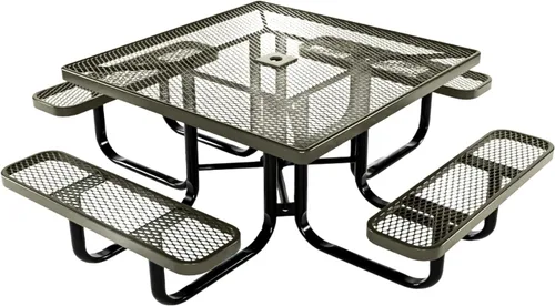 Vista 134 de COATEDOUTDOORFURNITURE Mesa de picnic cuadrada de 46 pulgadas, expandida, color negro