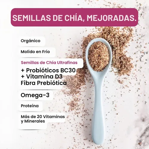 Vista 2 de Tiny Sprouts Semillas de Chía Molidas Orgánicas + Probiótico de Porción Completa + Vitamina D3 I Potenciador de Nutrición de Superalimento