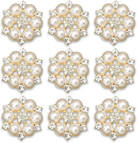 Vista 14 de 30 piezas chapadas en plata de 5 pétalos, cuentas de flores de diamantes de imitación, botón de adorno para ropa hecha a mano, zapatos, sombreros