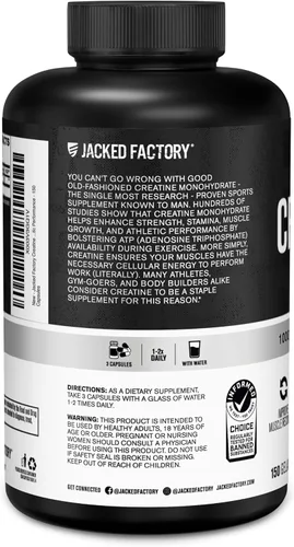 Vista 9 de Jacked Factory Cápsulas de monohidrato de creatina, píldoras de creatina para el crecimiento muscular, mayor fuerza, mayor producción de energía