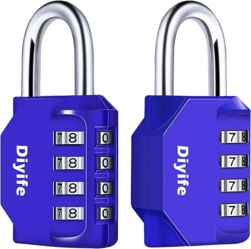 Vista 9 de Diyife Paquete de 2 candados de combinación de 4 dígitos, candados a prueba de inclemencias del tiempo para exteriores, candados con revestimiento