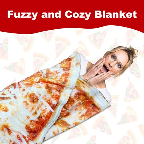 Vista 5 de Manta redonda de tortilla para adultos, manta grande de franela suave y cómoda con diseño de queso y pizza, manta para niños, artículos extraños
