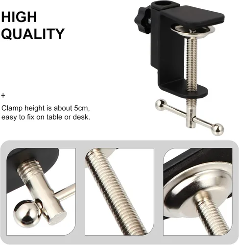 Vista 4 de Happyyami Accesorios de mesa 2 unids C forma escritorio montaje abrazadera micrófono suspensión brazo tijera brazo soporte soporte con tornillo