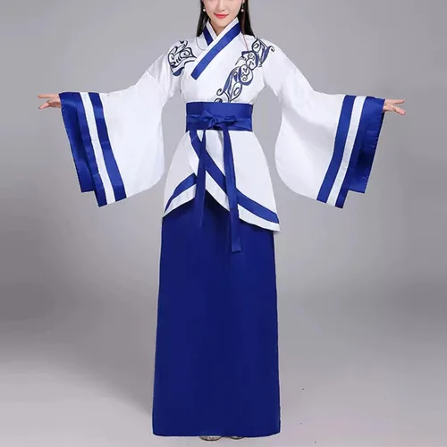 Vista 2 de Disfraz tradicional chino antiguo para mujer, estampado floral, hada de la dinastía Han, vestido de princesa asiática Hanfu