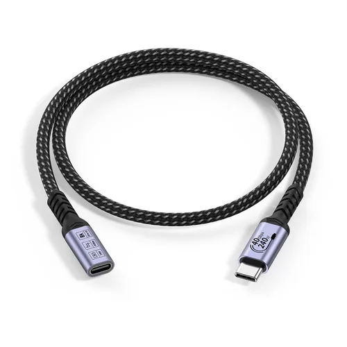 Vista 6 de Cable de extensión USB C de 1.5 pies (2 paquetes/240 W/40 Gbps/8K), cable extensor corto USB 4.0, transferencia de datos de alta velocidad de 40