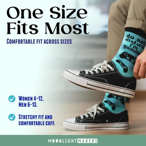 Vista 91 de Moonlight Makers Funny Colored Socks, Novelty Socks, Stocking Stuffer, Unisex Socks