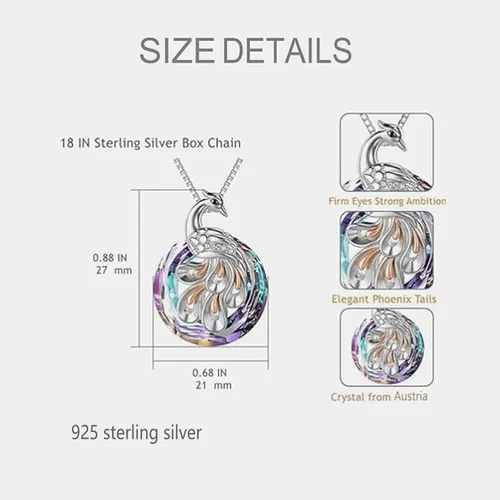 Vista 2 de AOBOCO Collar con colgante de Phoenix para mujer, plata de ley, regalo de joyería femenina con cristal de aniversario, regalo de cumpleaños, regalo