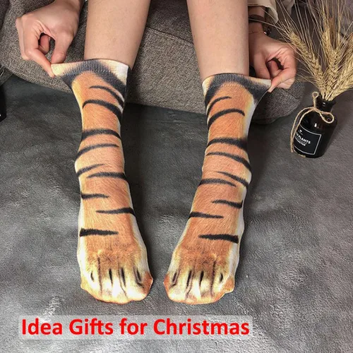 Vista 7 de 2 pares de calcetines divertidos, regalos para adultos, adolescentes, niños y niñas, calcetines de patas de animales novedosos