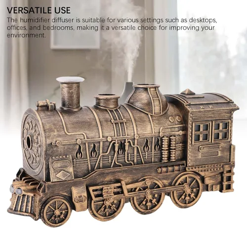 Vista 6 de Difusores de tren de 10.1 fl oz para aceites esenciales, difusor de aromaterapia de niebla fría con boquillas dobles, diseño de tren de vapor
