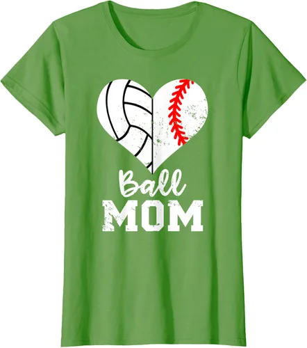 Vista 3 de Ball Mom Heart Funny Baseball Voleibol Mom - Camiseta para mamá, Negro, S