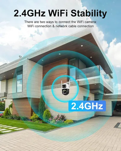 Vista 5 de Cámara de seguridad para exteriores de doble lente WiFi de 6 MP para exteriores, cámara de vigilancia doméstica, inalámbrica de 2.4 GHz, PTZ