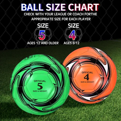 Vista 3 de HyDren 2 pelotas de fútbol con inflador, tamaño oficial, para entrenamiento de juegos, interior y exterior, regalo deportivo para niños, jóvenes