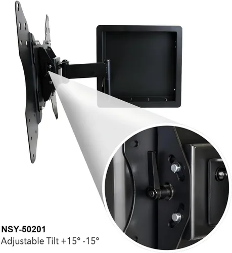 Vista 7 de NSY-50201 Soporte de TV empotrado en pared para pantallas planas de 42 a 75 pulgadas con extensión de 19 pulgadas de largo, cero holgura, perfil