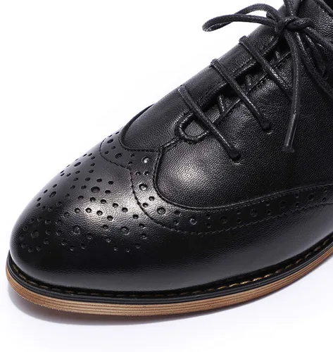 Vista 3 de Mona flying Zapatos de cuero perforados con cordones Oxfords Brogue Wingtip Derby para mujer
