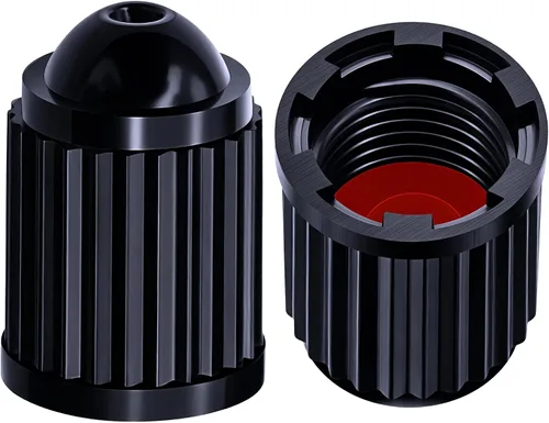 Vista 41 de 10 piezas de tapas de válvula de neumático TPMS con vástago largo, tapas de válvula de rueda de plástico negro para TPMS TR20008, tapas de vástago