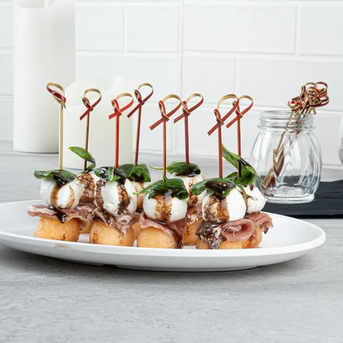 Vista 4 de Púas de aperitivos de 4 pulgadas, 1000 púas de nudo anudado, nudo en bucle, para alimentos o bebidas, brochetas de cóctel de bambú marrón, extremo