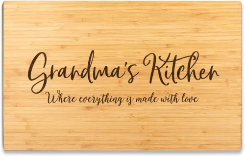 Vista 24 de Andaz Press Tabla de cortar grande de madera de bambú, 17.75 x 11 pulgadas, Aunt's Kitchen Where Everything is Made With Love, 1 paquete, tabla