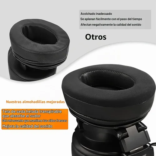 Vista 4 de SOULWIT Almohadillas de gel refrescante para Audio-Technica ATH M50X/M40X, HyperX Cloud/Alpha, SteelSeries Arctis, almohadillas para los oídos
