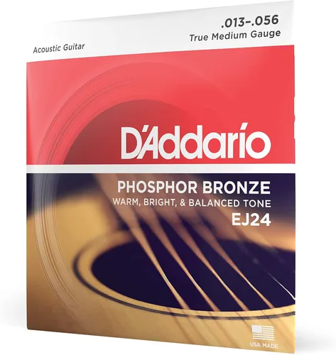 Vista 7 de Cuerdas para guitarra acústica de bronce fosforado D'Addario, blanco negro rojo azul