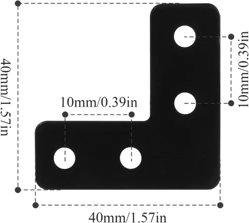 Vista 2 de BokWin 20 placas de reparación, soportes de esquina en forma de L, soportes de esquina planos negros para madera de 1.57 x 1.57/1.575 x 1.575 in