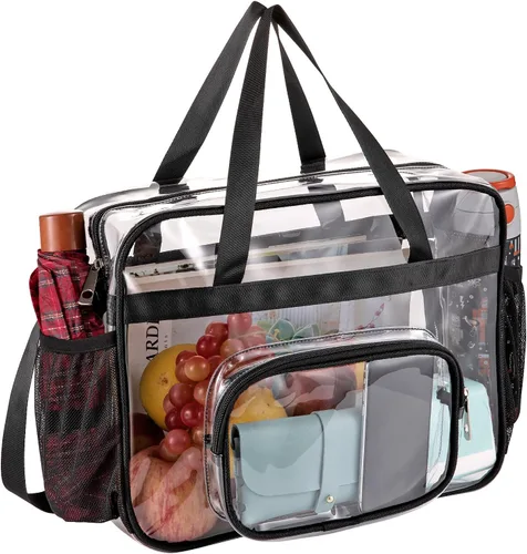 Vista 9 de Bolsas Transparentes Aprobadas para Estadios, Bolsa Tote Transparente + Correa para el Hombro, Bolsa Transparente Grande