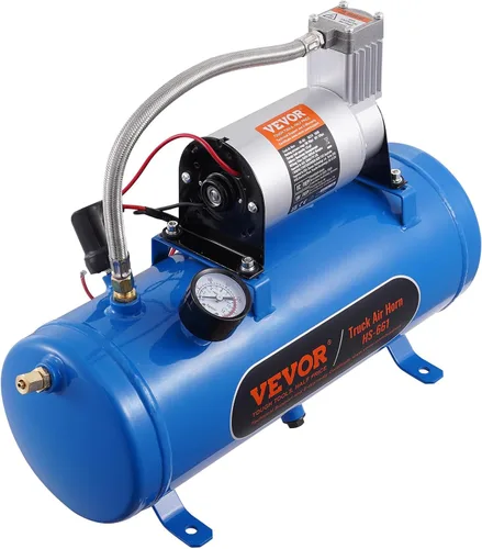 Vista 10 de VEVOR Compresor de aire de 12 V con tanque de 0.8 galones/3 L, compresor de aire de bocinas de tren, sistema de compresor de aire a bordo de 120 psi