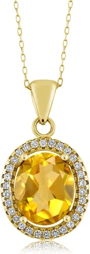 Vista 82 de Gem Stone King Collar con colgante de plata chapada en oro amarillo de 18 quilates de 0.433 x 0.354 in con piedra natal ovalada para mujer