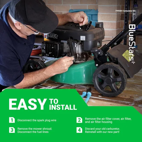 Vista 8 de BlueStars 799584 592361 Carburador - Compatible con motores de 140cc Husqvarna LC121P Troy-Bilt TB110 TB200 B110 cortacésped - Reemplaza 594058