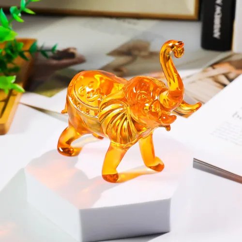 Vista 3 de YWHL Figura de elefante de cristal ámbar, regalos para mujeres, estatua de cristal hecha a mano, regalo para amantes de los elefantes, figuras