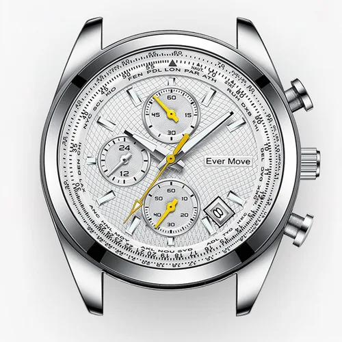 Vista 8 de Wach - Reloj analógico de cuarzo resistente al agua para hombre, resistente al agua, con correa de acero inoxidable, cronógrafo, moda