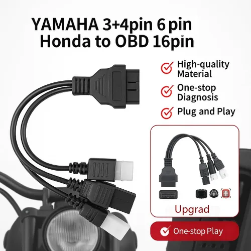 Vista 2 de Cable adaptador OBD2 3 en 1, adaptador de 16 pines a 3/4/6 pines, herramienta de conector de lector de código de falla OBDII, cable de diagnóstico