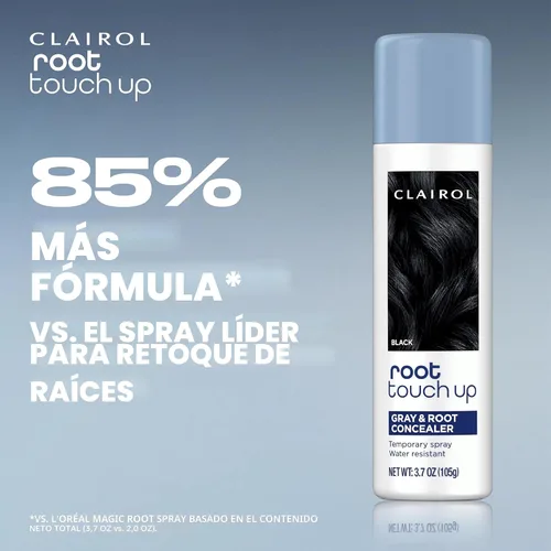 Vista 8 de Clairol Spray de coloración temporal para retoque de raíz, color de cabello negro, paquete de 1 Clairol Root Touch-Up Spray para teñir el cabello