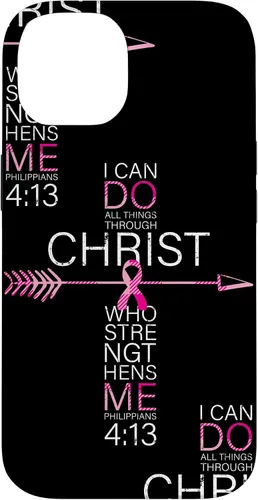 Vista 4 de Breast Cancer Phone Cases Women Philippians 4:13 Pink Cancer Case for iPhone 17