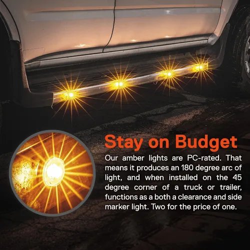Vista 4 de TRUE MODS Luz de marcador LED redonda ámbar de 3/4 pulgadas para remolque 12V [DOT FMVSS 108] [SAE P2PC] [Salida semiesférica] [Impermeable IP67]