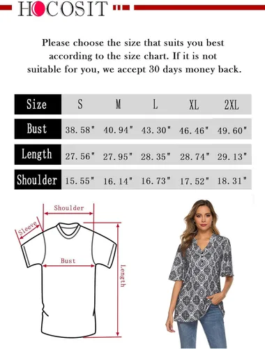 Vista 6 de HOCOSIT - Camiseta de manga corta con olanes y cuello en V con estampado de flores, plisada y abotonada, para mujer