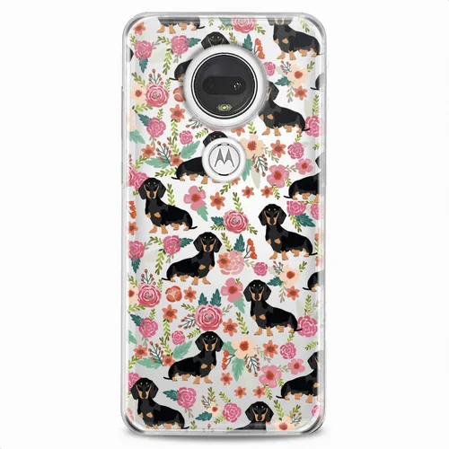 Vista 6 de Funda de TPU compatible con Motorola G9 G8 Plus G7 E20 P40 Z4 Edge 20 G22 Stylus Clear Cute Dogs Design Print Kawaii Floral Wiener Cute Flowers Girl