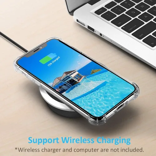 Vista 6 de Funda para teléfono compatible con iPhone XR, cubierta trasera dura transparente con 4 esquinas a prueba de golpes, funda transparente para iPhone