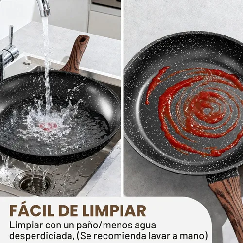 Vista 7 de Juego de ollas y sartenes antiadherentes, juego de 31 piezas de batería de cocina y de horneado para inducción, juego de sartenes de cocina