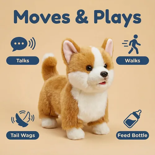 Vista 6 de CU-MATE Juguetes eléctricos de peluche para perros de 12 pulgadas, juguete electrónico de peluche para perro, robot interactivo, juguete interactivo