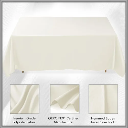 Vista 5 de Lann's Linens - Mantel rectangular de tela de poliéster de primera calidad para bodas, banquetes y restaurantes Marfil