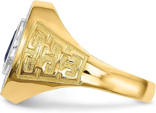 Vista 2 de Anillo de oro amarillo de 14 quilates con circonita cúbica ovalada azul para hombre tamaño 1000 joyería fina para papá hombres regalos para él