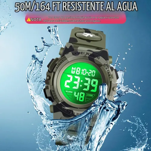 Vista 4 de Reloj LED digital impermeable para niños - Regalos para niños Camuflaje armada (Army camouflage)