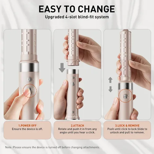 Vista 7 de Mythsight StyleVibe - Moldeador de aire 6 en 1 con difusor de pelo, rizadores automáticos (L/R), secador de pelo y cepillo alisador con estuche