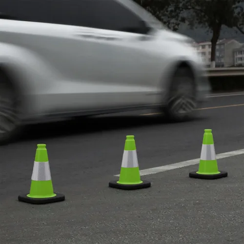 Vista 6 de Paquete de 6 conos de tráfico de PVC verdes de 12 pulgadas con base resistente, conos de seguridad de alta visibilidad para todo tipo de clima
