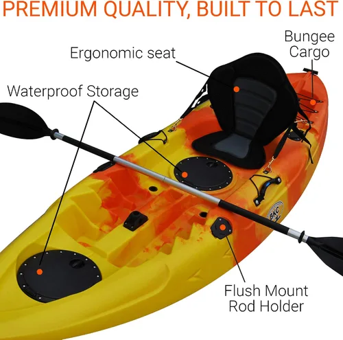 Vista 4 de BKC FK184 - Kayak de pesca de 2.74 m de eslora con un asiento individual y remo incluido