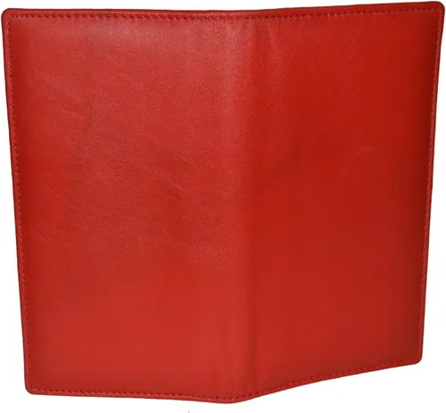 Vista 5 de Leatherboss - Funda de piel auténtica para chequera, Rojo -, Cartera de viaje