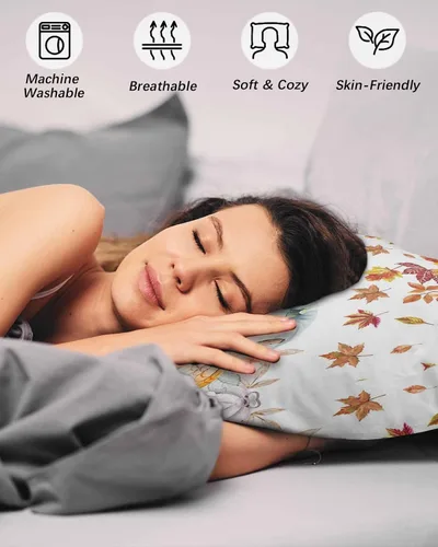 Vista 4 de Fundas de almohada de tamaño estándar de Acción de Gracias, 2 paquetes de fundas de almohada suaves para cama, sofá, cuerpo largo, con cierre